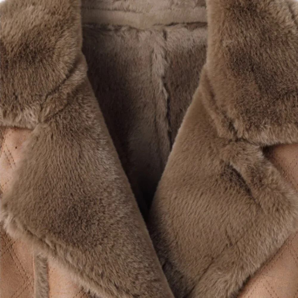 Oversized Brown Suede Aviator Coat - Picture 6 of 9